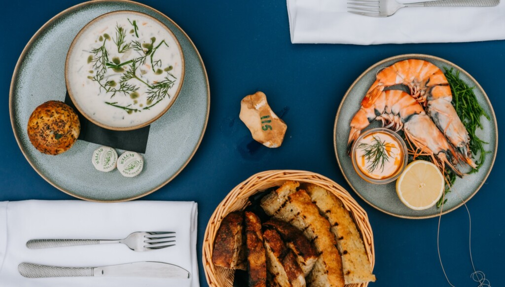 Selection of dishes on our balcony area overlooking the Whitstble coast
