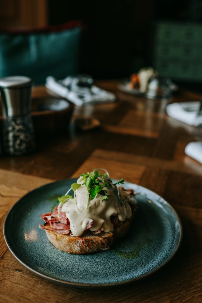 Eggs Benedict with 8 hour slow cooked ham hock on sourdough